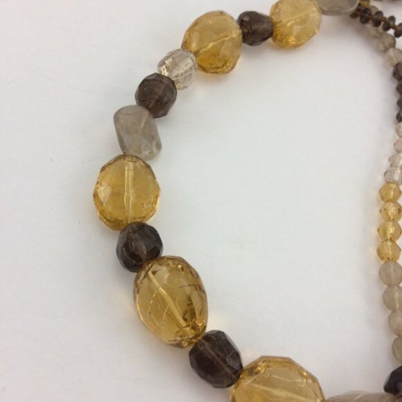 Mexx Chunky Faceted Plastic Bead 3 Strand Necklace Brown Yellow Smokey Grey 20" - Picture 5 of 12